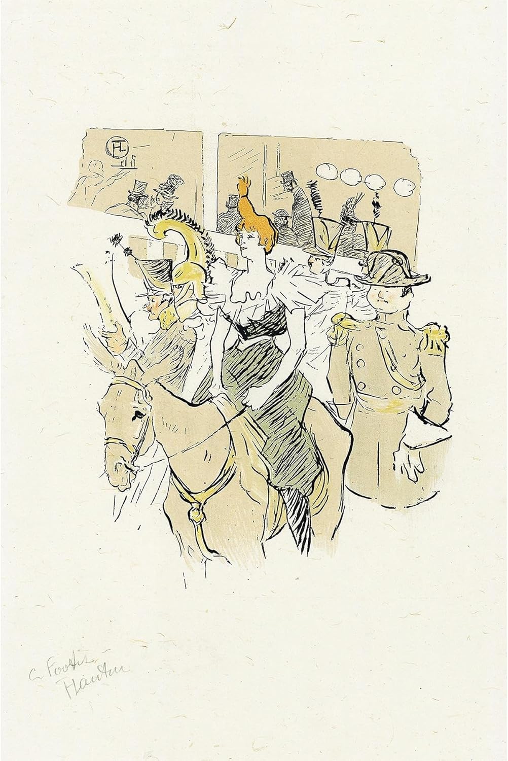 ArtDirect Laughter; At the Moulin Rouge (1896) Art Print Giclee Poster by Henri de Toulouse-Lautrec - Ready to Frame, Sizes 7x10, 9x14, 13x20, 24x36, 32x48 and 40x60 In