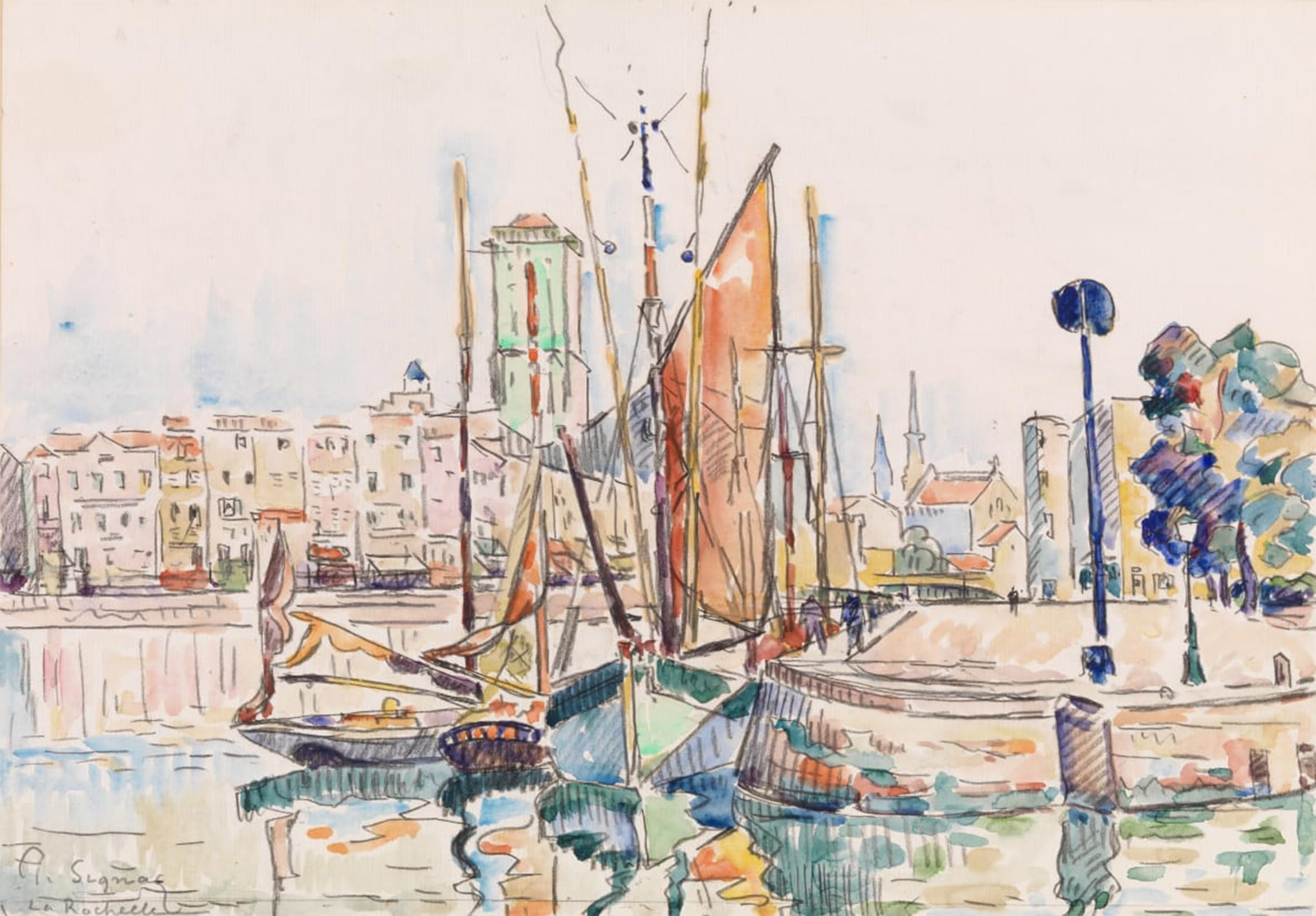 POSTERIIk Famous Print Pop Art Wall Art Graffiti La Rochelle by Paul Signac Art Prints for Home Decor 60x90cm
