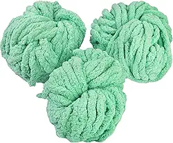 Pacote com 3 fios grossos iDIY (24 jardas cada novela) - Verde menta - Fio de chenille fofo perfeito para manta macia e cobertores de bebê, tricô de braço, crochê e artesanato e projetos DIY