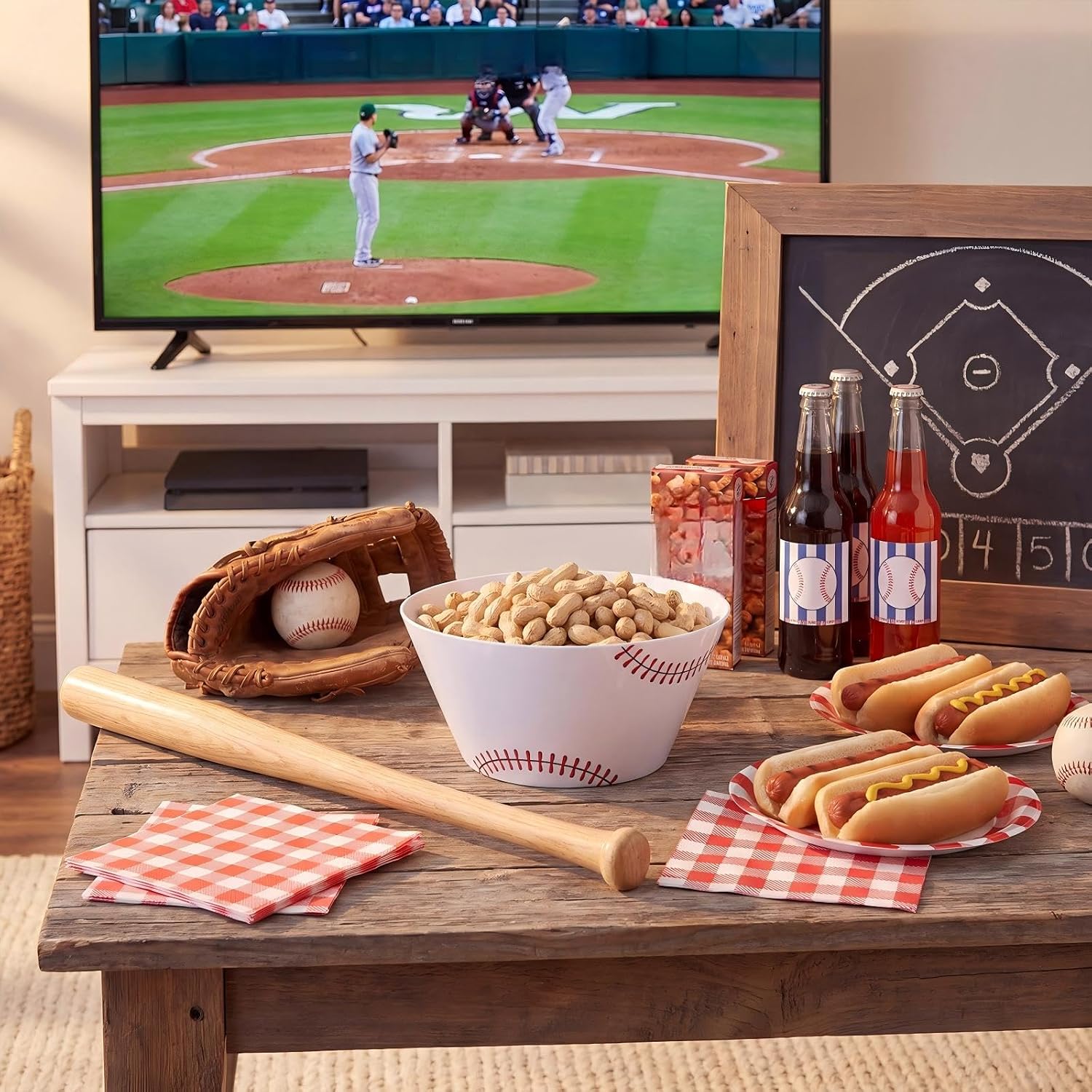 3 Pcs 10 Inch Large Baseball Serving Bowls 10 Inch Reusable Melamine Baseball Snack Bowls Dish for Game Day Carnivals Parties Sports Events Birthday Party Use