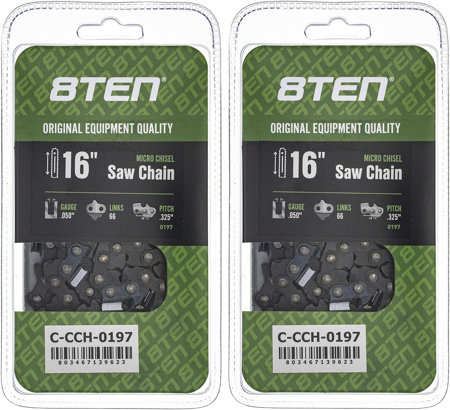 8TEN Micro Chisel Chainsaw Chain 16 Inch .050 .325 66DL for Husqvarna 435 440 445 450 Rancher Echo (5 Pack)