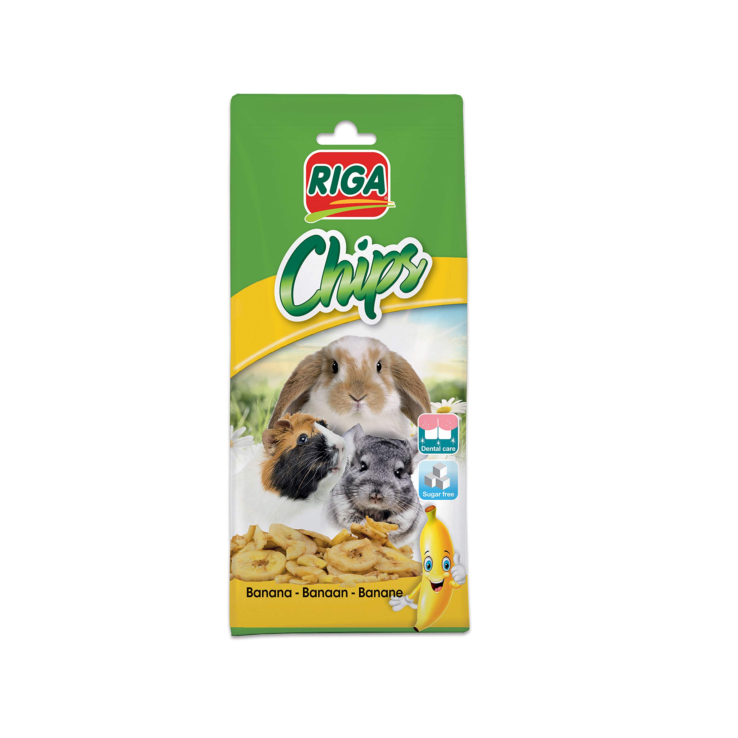 RIGA - Suszone chipsy bananowe - Naturalny przysmak dla gryzoni - Bogaty w witaminy i minerały - bez dodatków - Idealny do noszenia zębów - 50G
