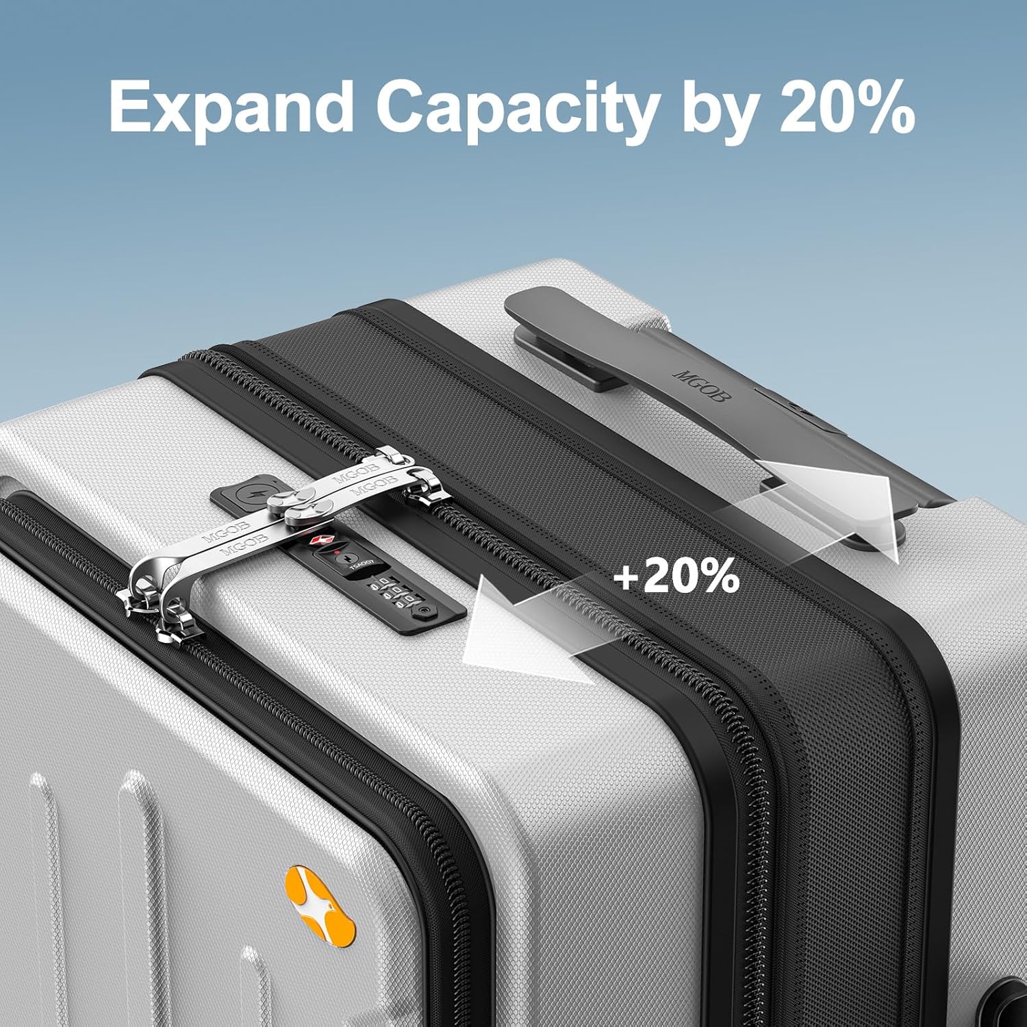 Carry On Luggage 22x14x9 Airline Approved, Durable Polycarbonate, Front Pocket, USB Port, Expandable, Spinner Wheels, TSA Lock (Silver-G3, Carry-On 20-Inch)