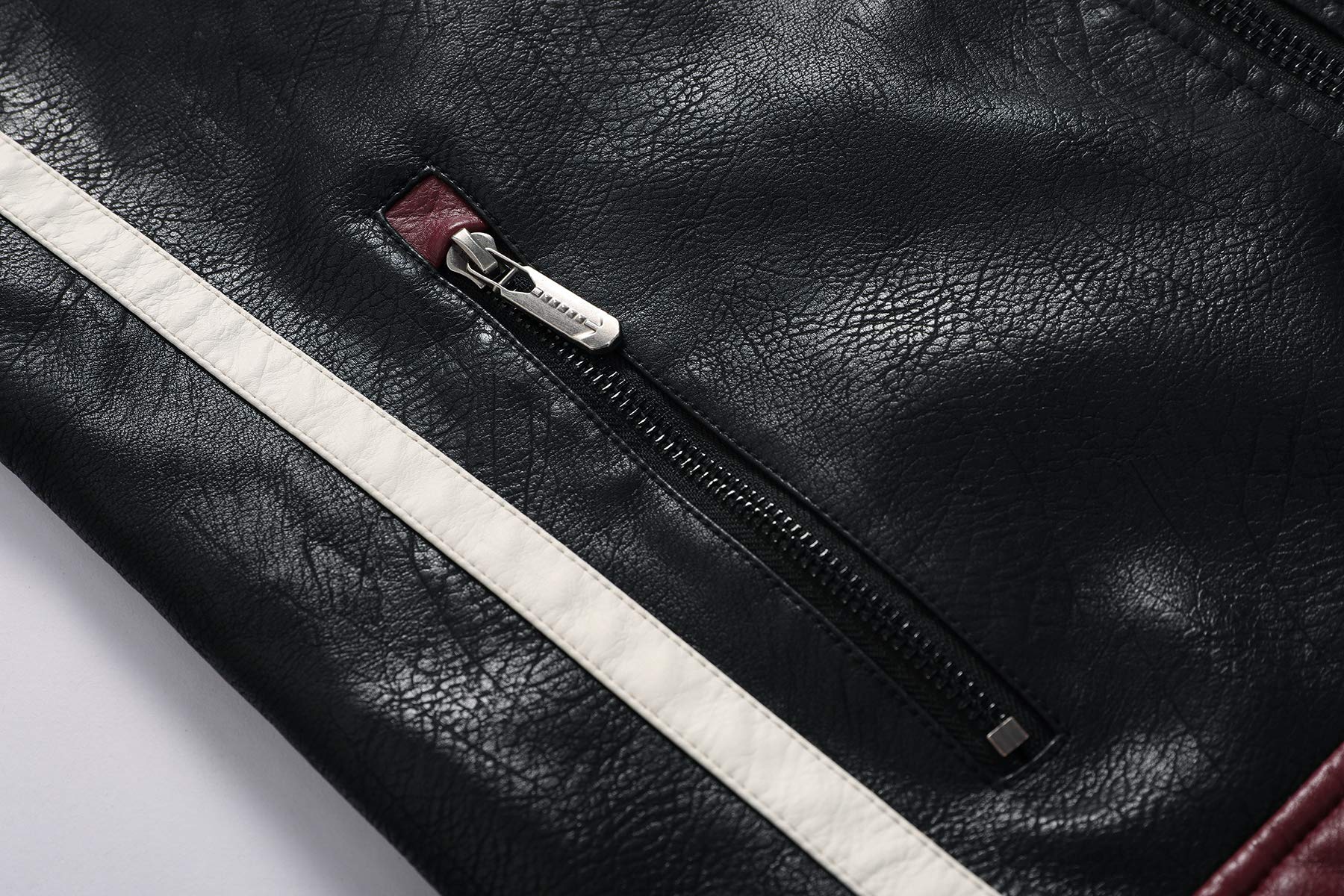 Stand-up collar mens motorcycle leather motorcycle racing suit color-blocking PU simulation leather jacket — view 5