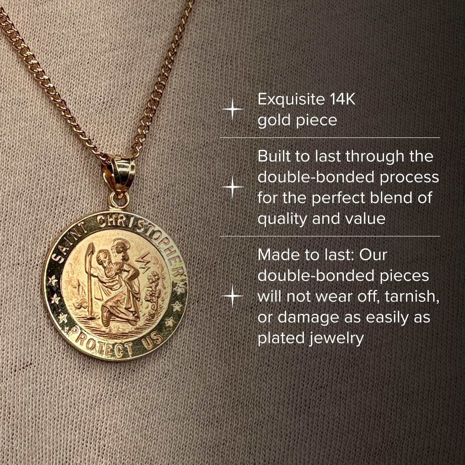 Cross+Crown Premium 14K Yellow Gold Filled Saint Christopher Pendant, Durable Double-Bonded 14K Pendant for Necklace, Women & Mens Gold St Christopher Medal & Premium Jewelry Box, Handcrafted Religious Jewelry in the USA - Image 2