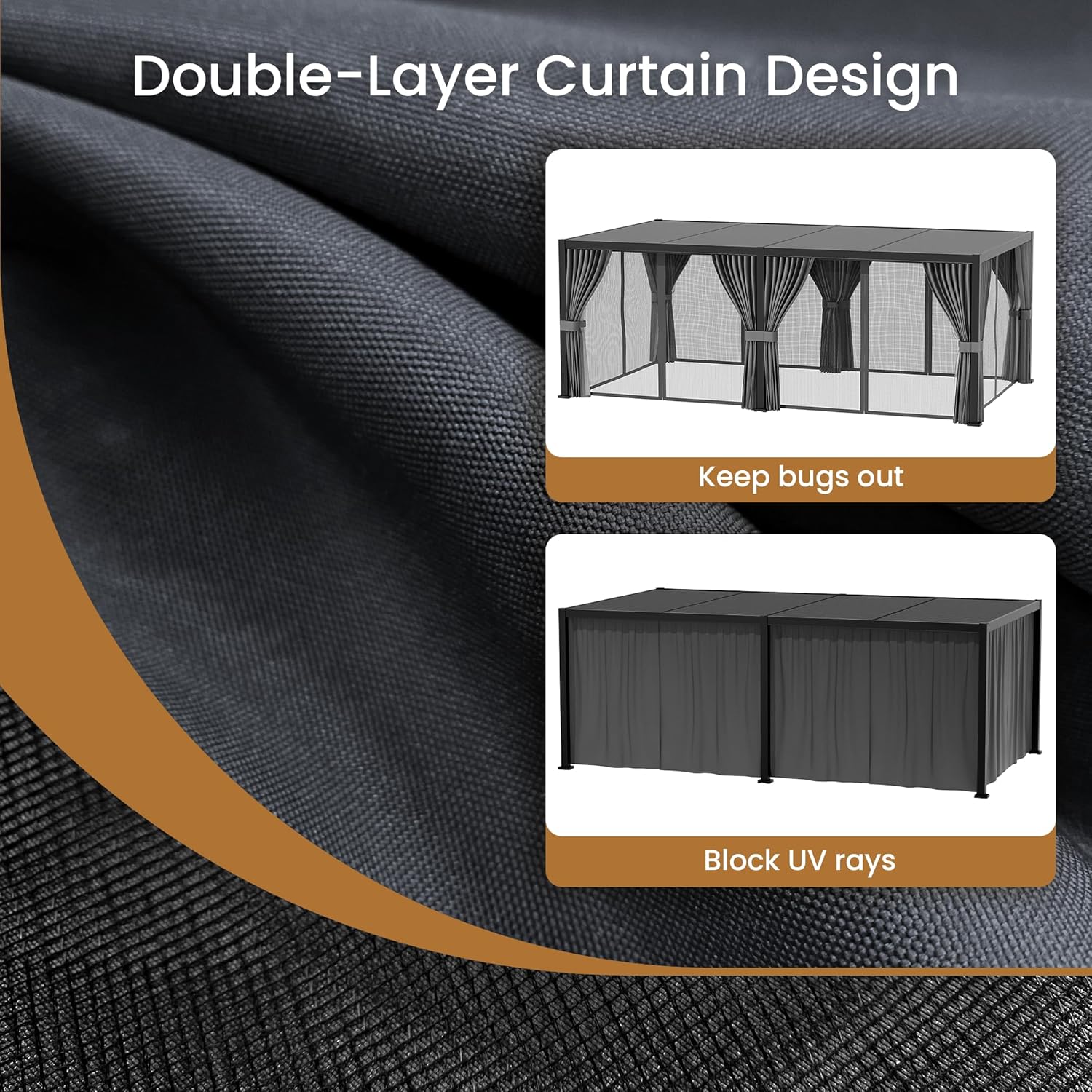 SUNBURY Louvered Pergola 12'X 24', Aluminum Outdoor Pergola with 4 Adjustable Roof, Waterproof & Rustproof Patio Shade Cover, Curtains and Nets, Sun Shade for Patio, Garden, Deck and Backyard, Black