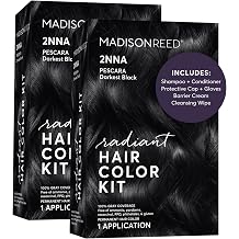 Madison Reed Radiant Hair Color Kit - 2NNA Darkest Cool Black with Ash Undertones Pescara Black, Salon-Quality Permanent Hair Dye, 100% Gray Coverage | PPD-Free & Ammonia-Free, 2 Pack