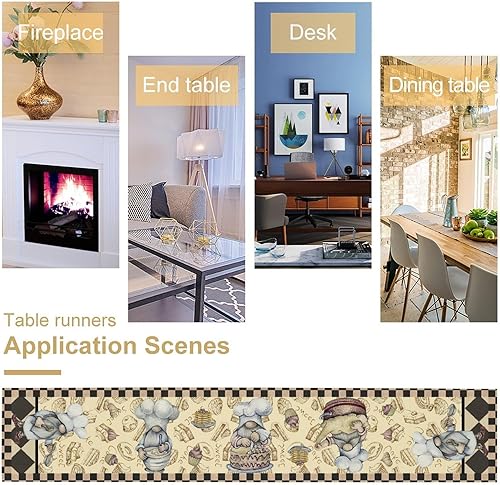 Vista 184 de Camino de mesa de chef de cocina, camino de mesa de chef grueso, decoración de granja, decoración de chef para la cocina, decoración de cocina