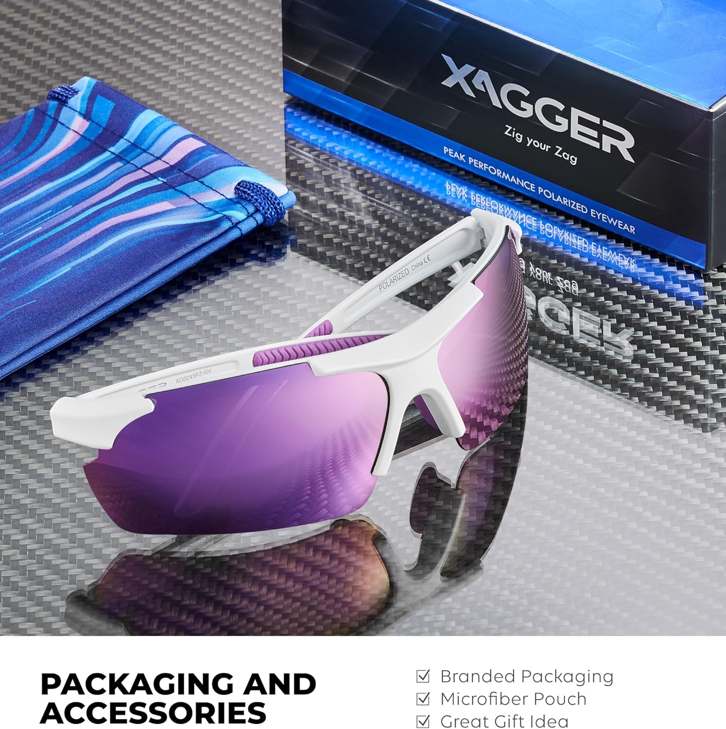 Xagger Polarized Sports Sunglasses for Men Women Wrap Around UV400 Running Baseball Softball Cycling Driving Glasses - Image 5