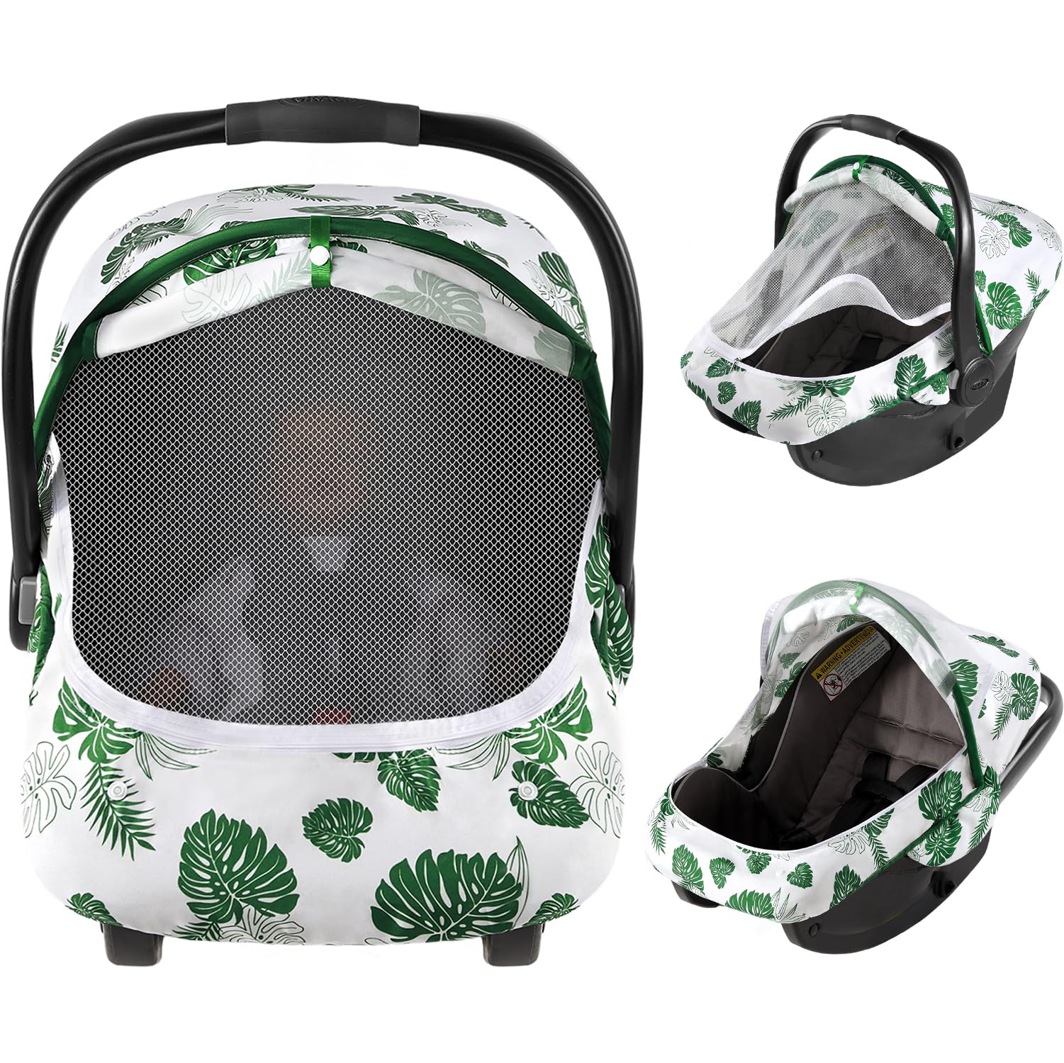 Baby Car Seat Cover, 2-in-1 Breathable Carseat Shade Protection & Mosquito Net, Dustproof Privacy Lightweight Canopy Covers for Infant Unisex,