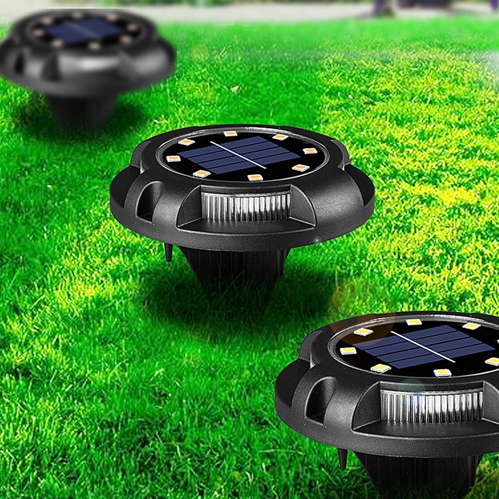 Solarne oświetlenie uziemiające, 8 LED, zewnętrzne oświetlenie solarne w ziemi, do krajobrazu, chodnika, trawnika, schodów, ścieżek, ogrodzenia schodów, wodoodporne, ciepłe światło, kolorowe światło