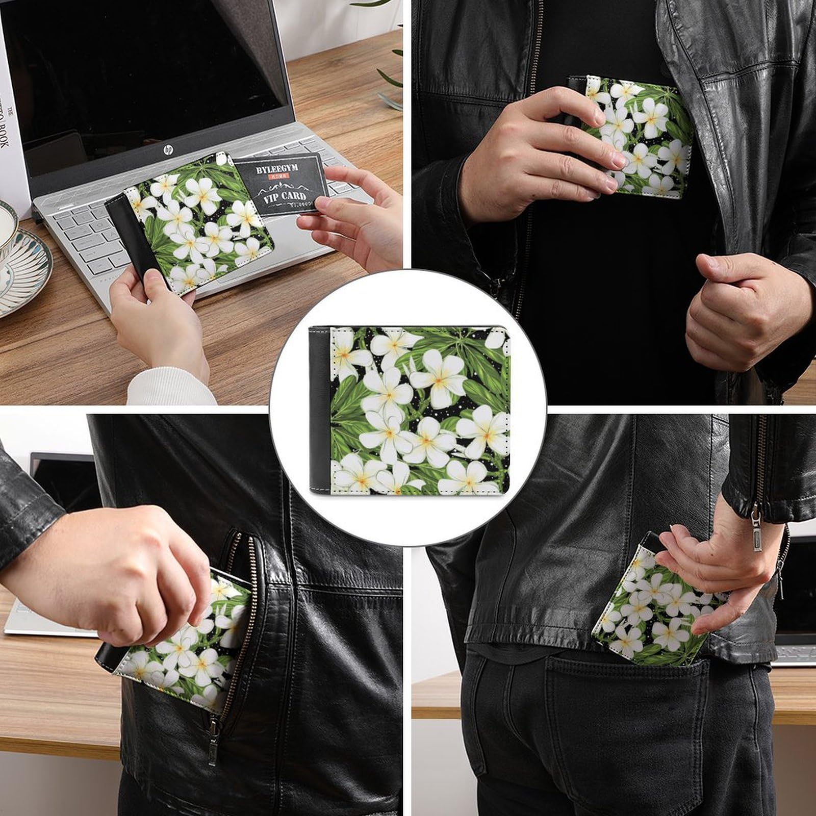 Amazon.co.jp: 財布 プルメリア 花 花柄 二つ折り財布 長財布 メンズ 