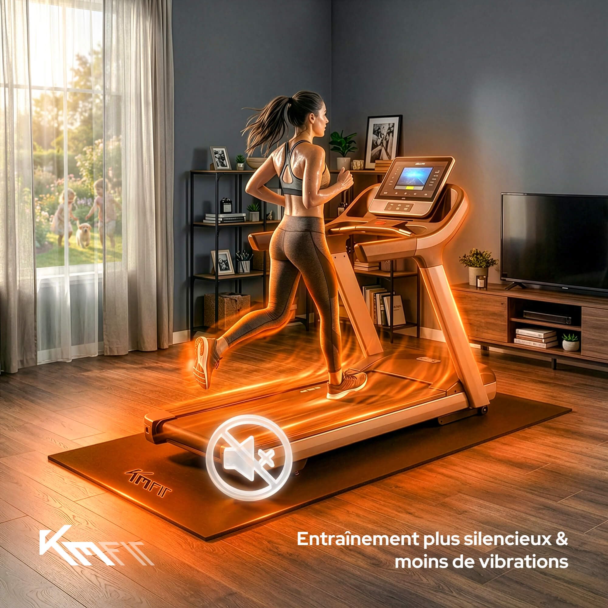KM-Fit Tapis de Protection de Sol 130×70×0,8 cm | Antidérapant pour Appareils de Fitness | Amortissant Bruit & Vibrations | Tapis pour Yoga & Pilates | 4 Tailles Disponibles