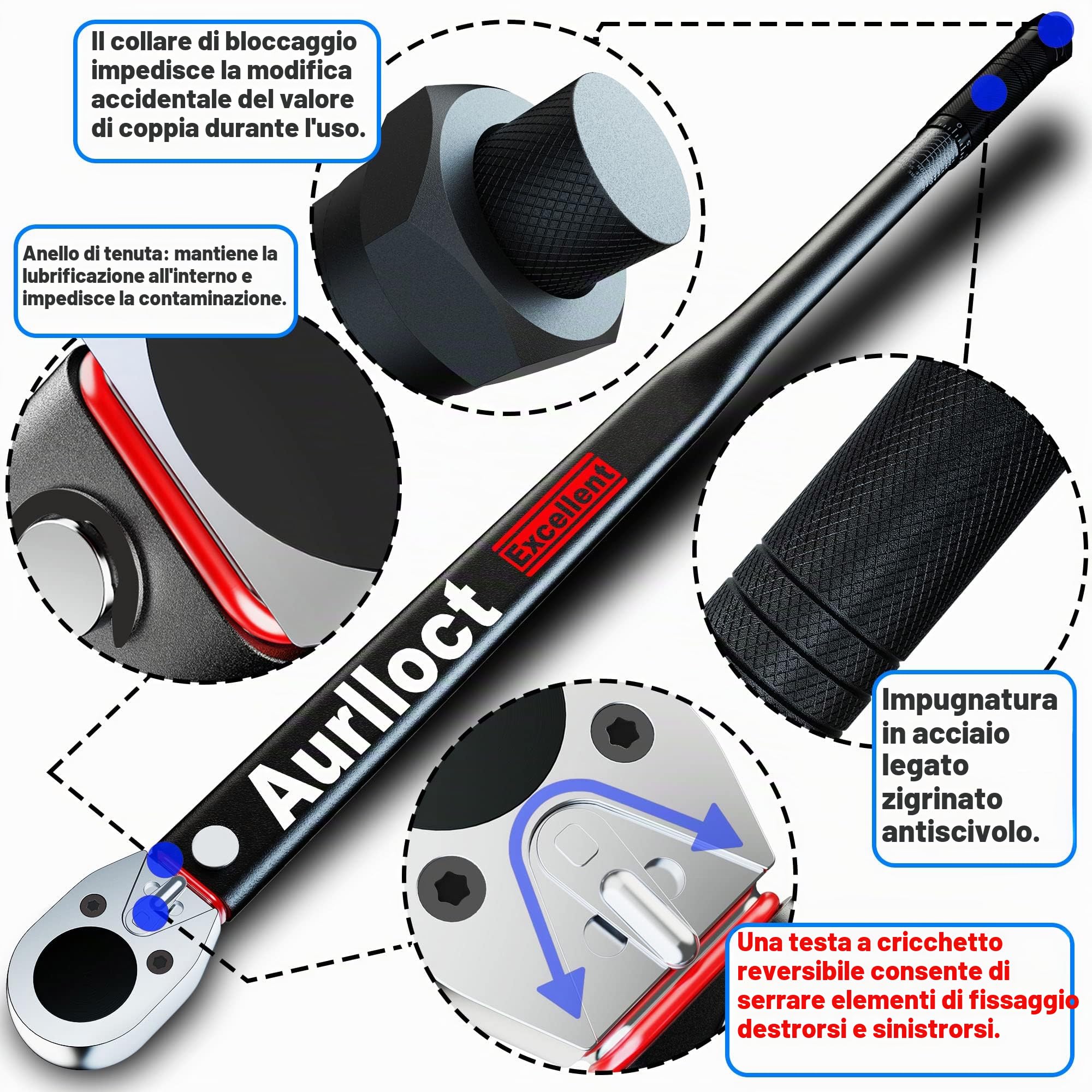 Chiave Dinamometrica 3/4", 50-500 Nm Chiavi Dinamometriche, ± 5% Precisione Chiave Strumento Compatibile con Camion, Moto, Chiave Dinamometrica auto Strumento