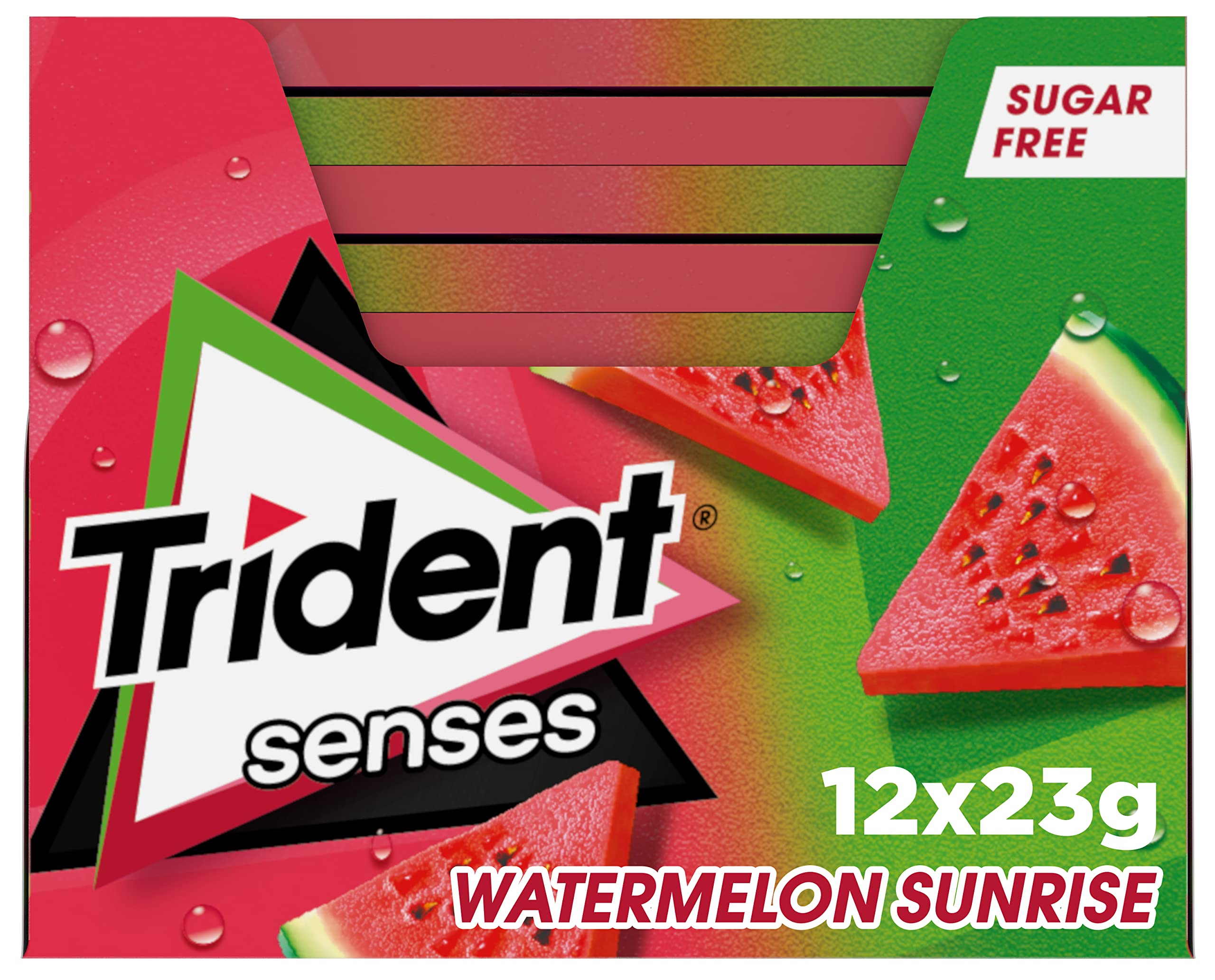 Trident Senses Watermelon Chicles sin Azúcar Sandía Paquete 12 x 23 g