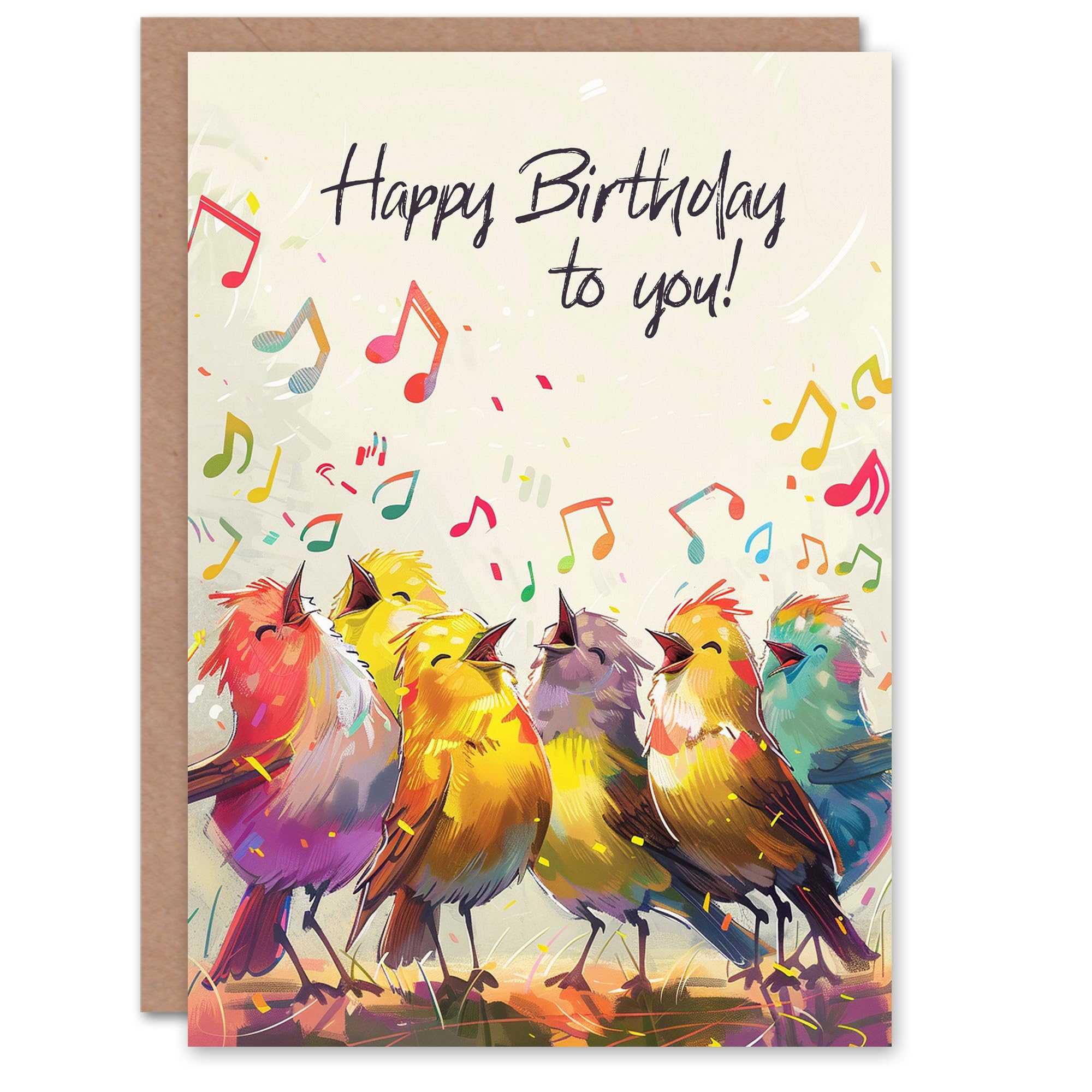 Artery8 Birthday Card Cheerful Singing Birds Colourful Design For Her Gran Sister Niece Daughter Wife Woman Greeting Card