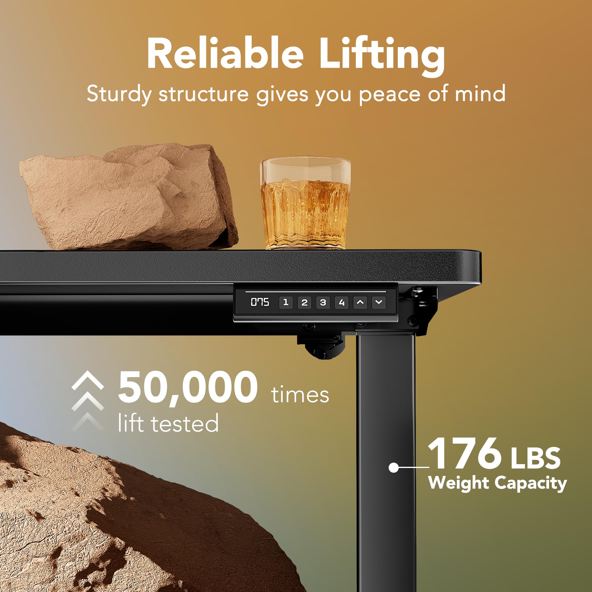 HUANUO Electric Standing Desk 48 x 24 Height Adjustable Desk 4 Memory Height Settings Sit to Stand Up — view 6