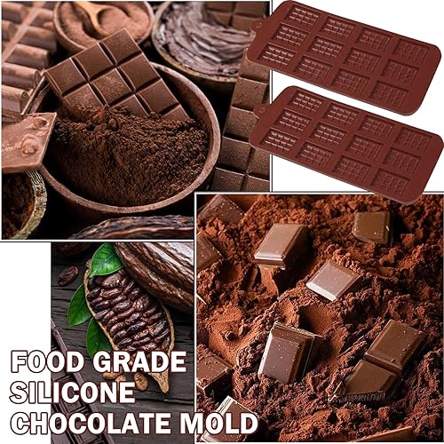 Miniatura 2 de 2 moldes de chocolate irrompibles, antiadherentes, de fácil liberación, de silicona, fácil de lavar, proteína de chocolate cuadrado de grado