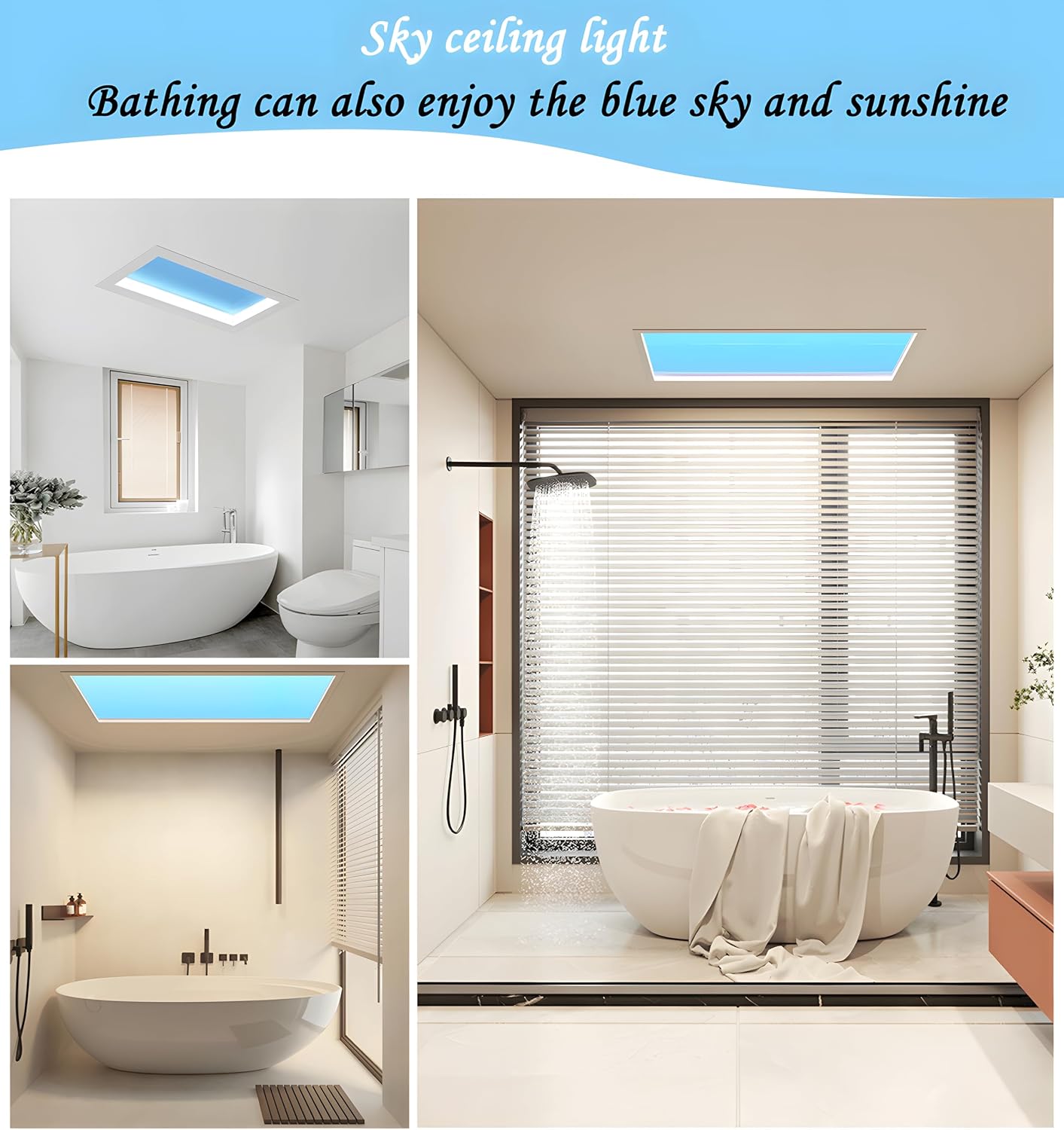 Bofea- Smart Virtually Blue Sky Light Ceiling Light, Flush Mount Blue Sky Ceiling Lamp,Sunlight Lamp,Smart Adjustable Intelligent Ecosystem Simulate A Sunlight Irradiation Light (47.24" L*11.82" W)