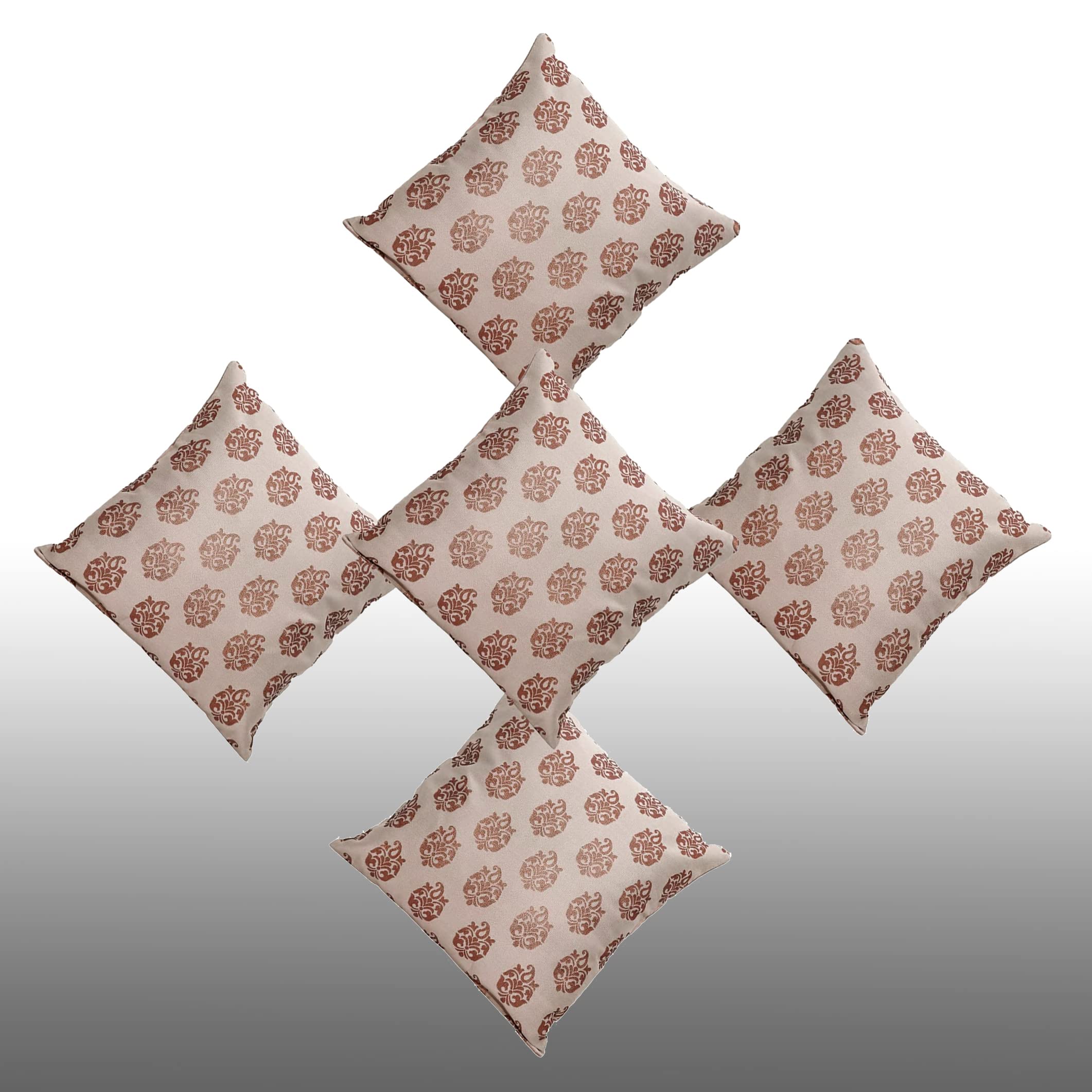 PinkpParrot Jacquard Silk Designer 12x12 inch Decorative Throw Pillow Covers/Cushion Covers - Set of 5-Code 00227-image-22