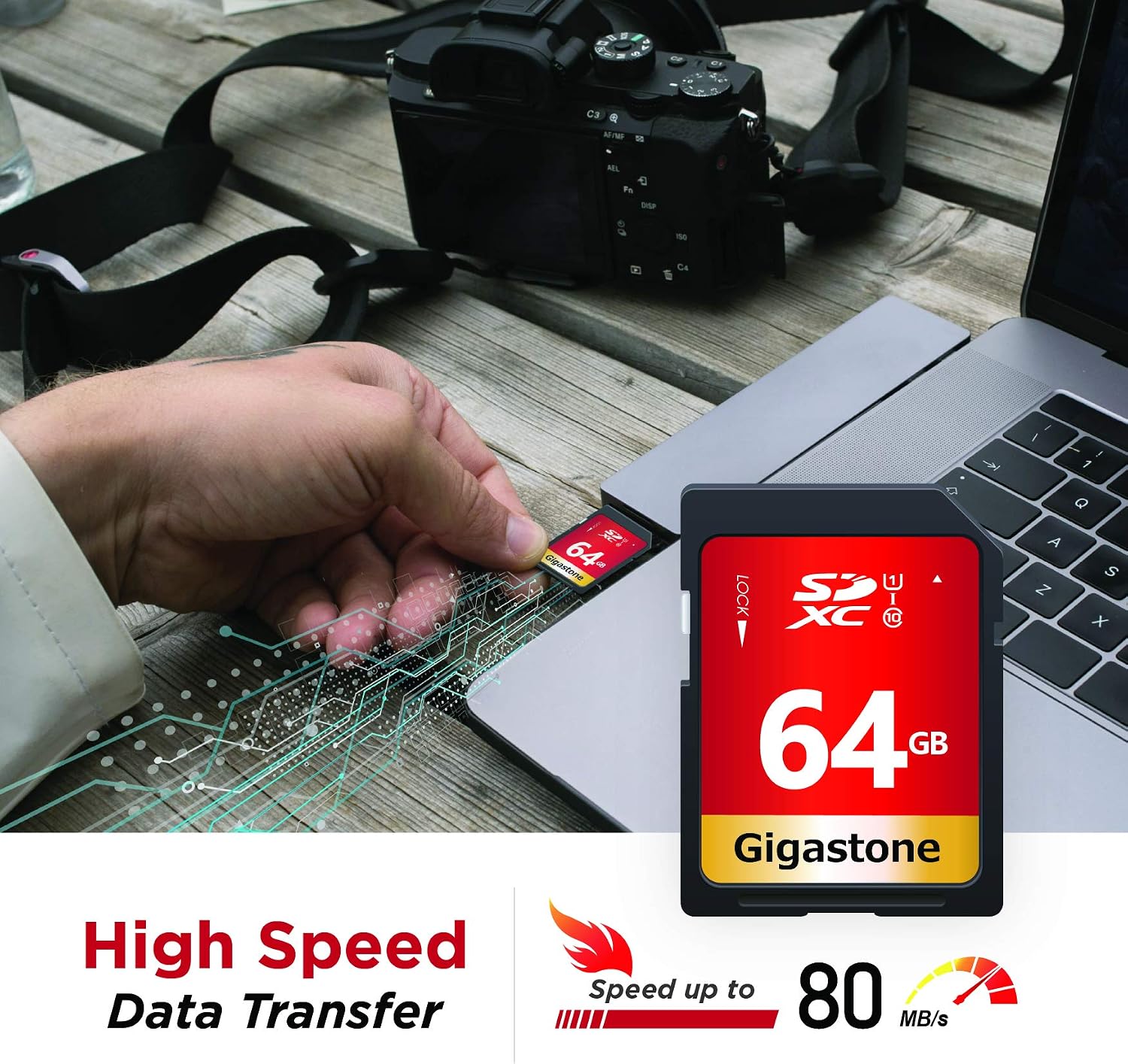 Gigastone 64GB 2 Pack SD Card UHS-I U1 Class 10 SDXC Memory Card High Speed Full HD Video Canon Nikon Sony Pentax Kodak Olympus Panasonic Digital Camera with 2 Mini Cases