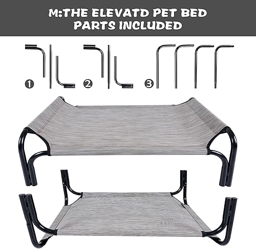 Miniatura 5 de Cama elevada refrescante para perros, cuna portátil para perro, con malla lavable y potentes pies antideslizantes, duradera tanto para uso en