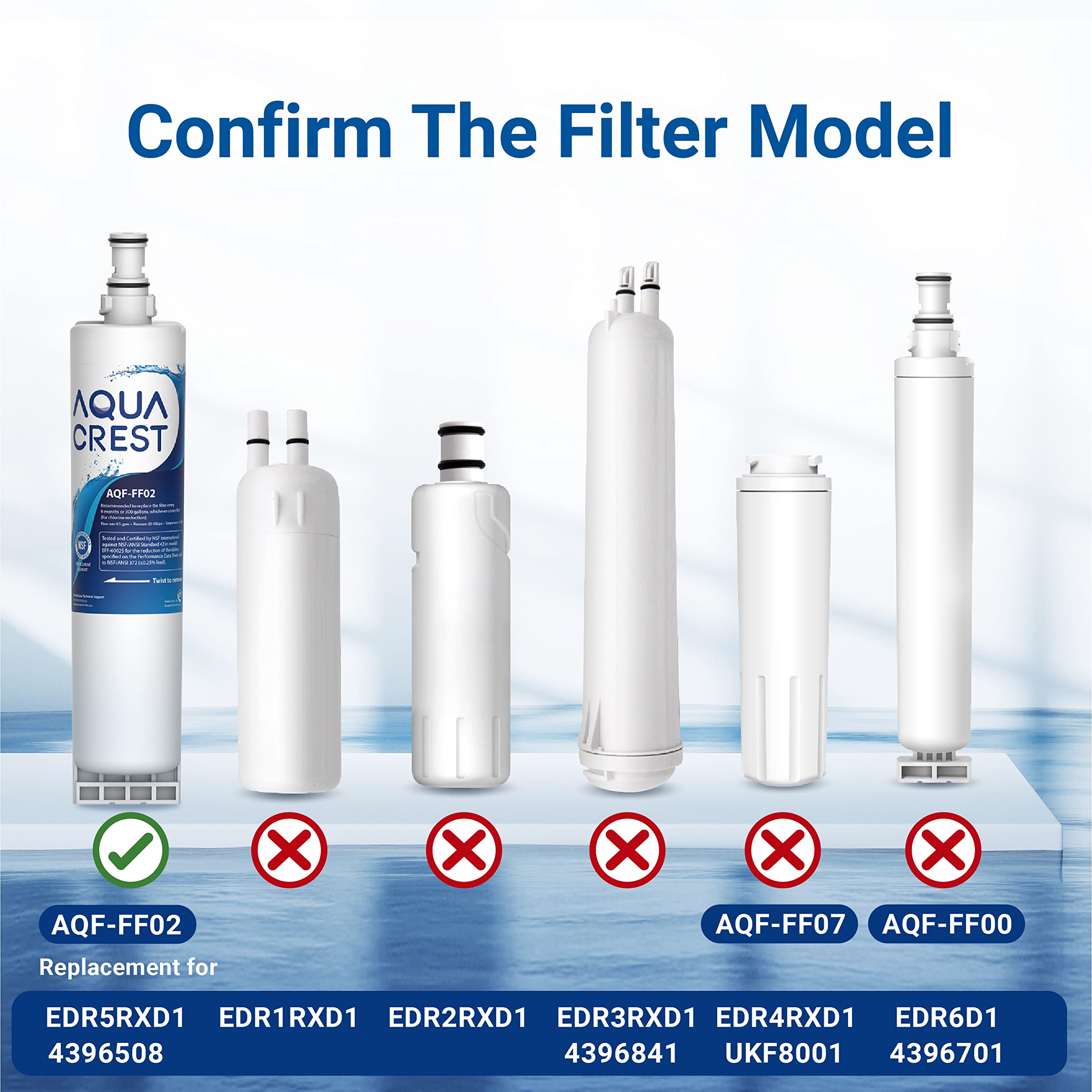 3X AQUACREST 4396508 Filtro Acqua,Compatibile con Whirlpool 4396508 4396510,SBS002 SBS003 SBS004 SBS200 S20BRS EDR5RXD1 481281729632 461950271171