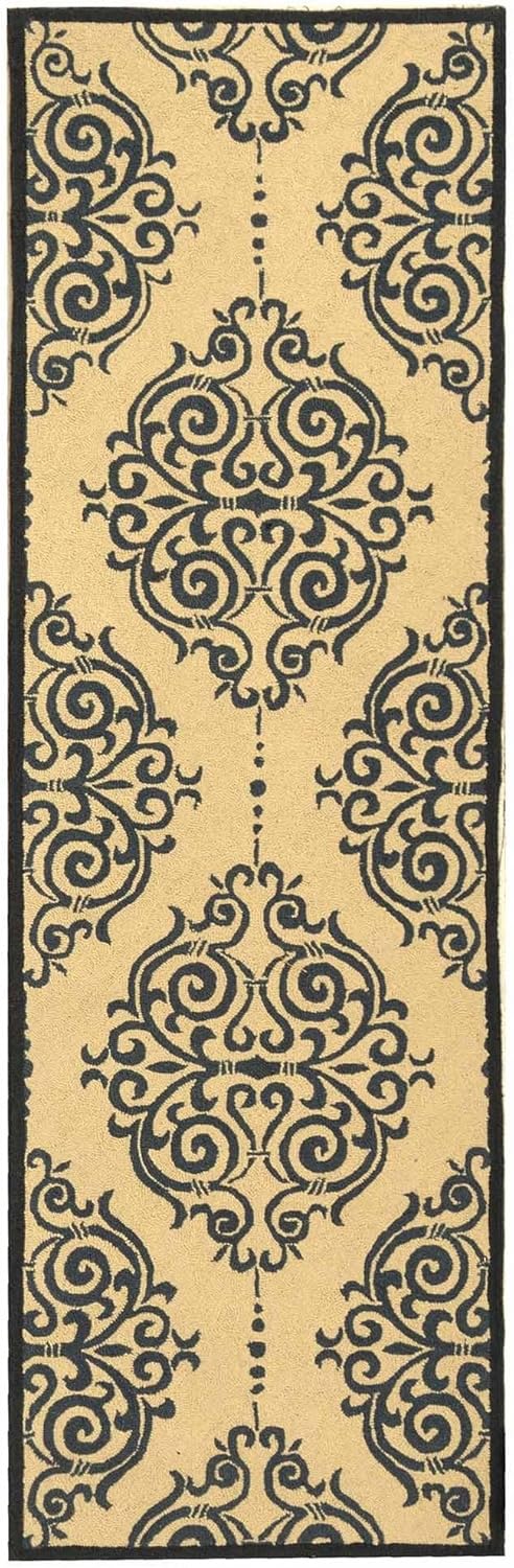 SAFAVIEH Chelsea Collection Runner Rug - 2'6" x 10', Ivory & Blue, Hand-Hooked French Country Wool, Ideal for High Traffic Areas in Living Room, Bedroom (HK142A)