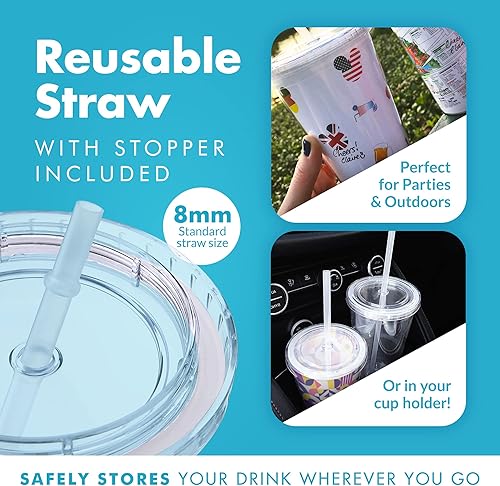 Miniatura 7 de Vaso portátil de doble capa Eco To Go,16 oz. de capacidad, transparente (All Clear - Removable Insert)