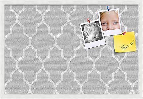PinPix Tablero de anuncios de corcho personalizado de 30 x 20 pulgadas, tablero de póster de color gris claro con un tablero de fotos estilo lienzo,