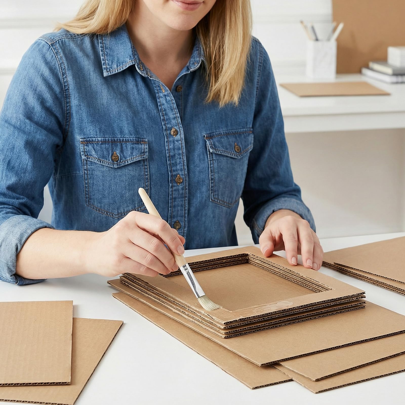 JAPCHET Lot de 50 feuilles carton ondulé marron A3 30 x 40 cm