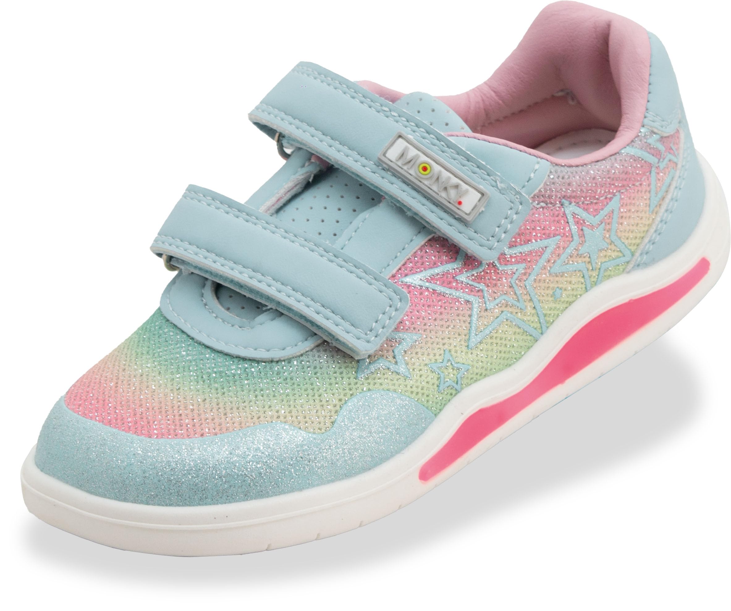 Sportandem MONKY Zapatillas Barefoot Infantiles con Luces LED – Calzado Respetuoso Cero Drop, Puntera Ancha, Suela Flexible Antideslizante, Cierre Velcro, Piel Sintética, Tallas 25-30