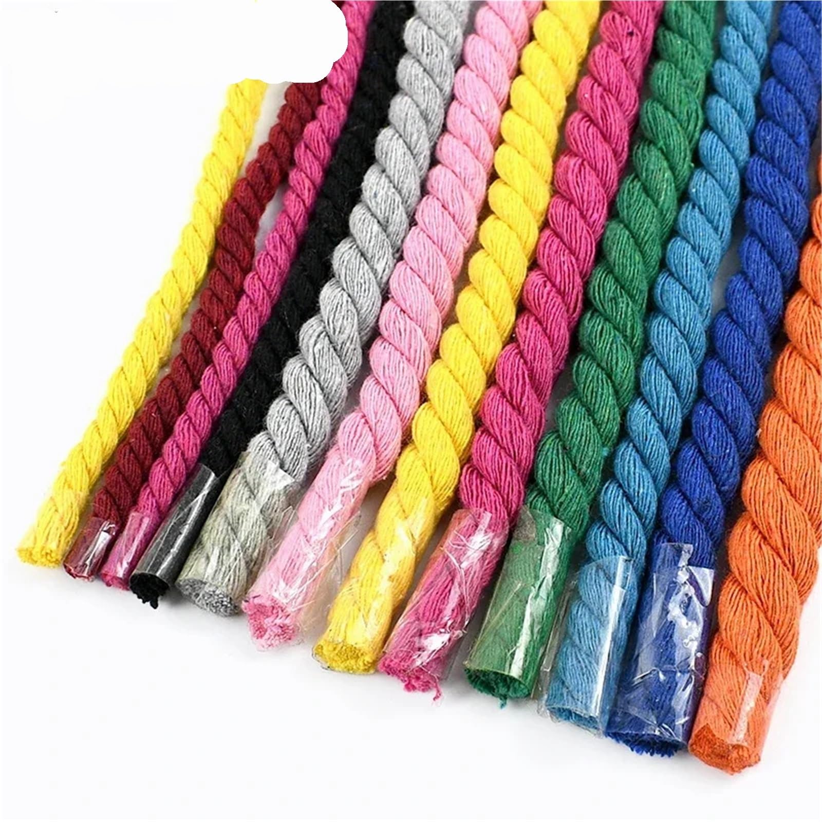 Cuerda de macramé Trenzada, cordón algodón Trenzado 3 hebras, 5-20 mm, 2-5 Metros, Multicolor(Pink,20mm2Meters)