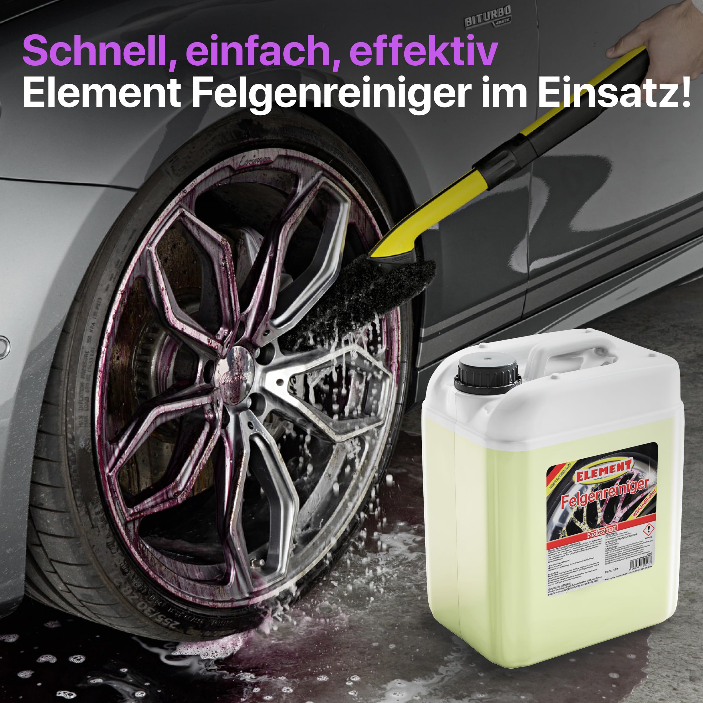 Element Felgenreiniger zur Felgenpflege | 10 Liter | Professioneller Felgenreiniger | effiziente & säurefreie Reinigung für Leichtmetall & Stahlfelgen | Wirkindikator | pH-neutral und säurefrei |