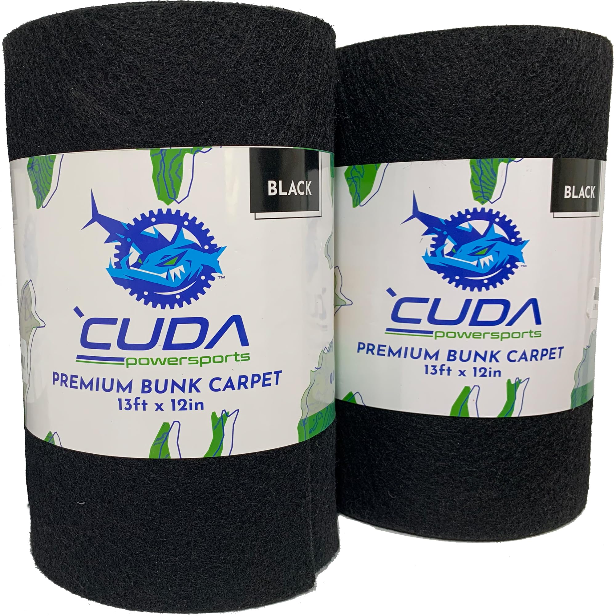 2-Pack Cuda Boat Trailer Bunk Carpet 12 Inch Wide x 13ft-New Premium 30 Oz Roll- Cuda Boat Bunk Carpet Black Parts Accessories Black Lift Runners Covers Waterproof