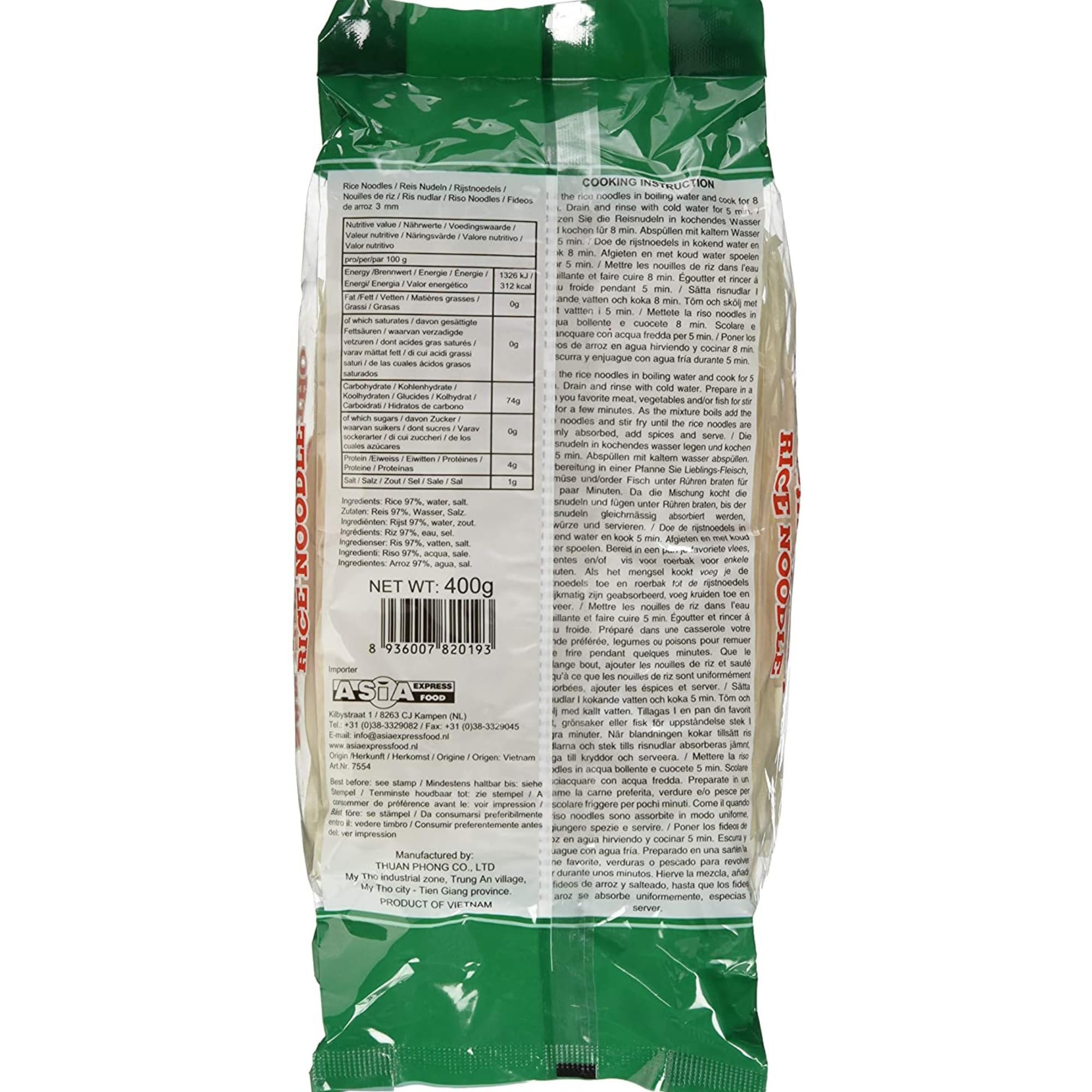 BAMBOO TREE Fideos de Arroz 3 mm, 1 x 400 GR