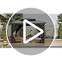 12x14 Ft Hardtop Gazebos with Heavy Duty Double Roof, Nettings and Curtains Galvanized Steel Outdoor Gazebos for Patio, Backyard, Deck, Lawn (Grey)