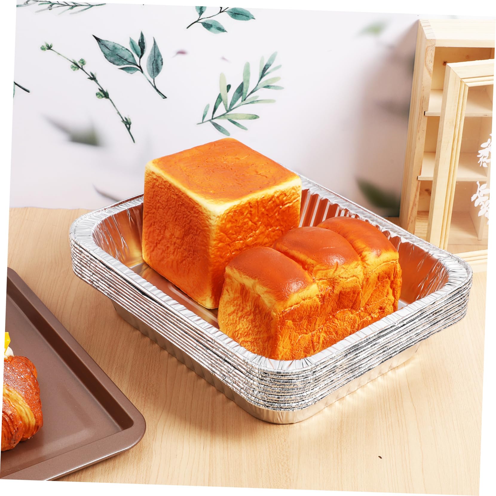10 Bandejas de Aluminio Desechables de Forma Práctica para Preparar y Calentar Alimentos para Asar Fondo Profundo y Resistente al Calor