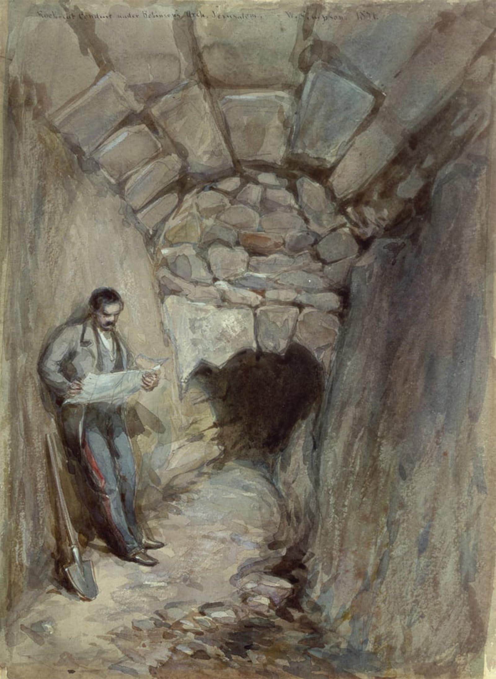 ARTXLXXBN Famous Painting Canvas Artwork Graffiti Print Rock Cut Conduit Under Robinsons Arch Jerusalem by William Crimea Simpson Portrait Canvas Image for Home Decor 60x90cm