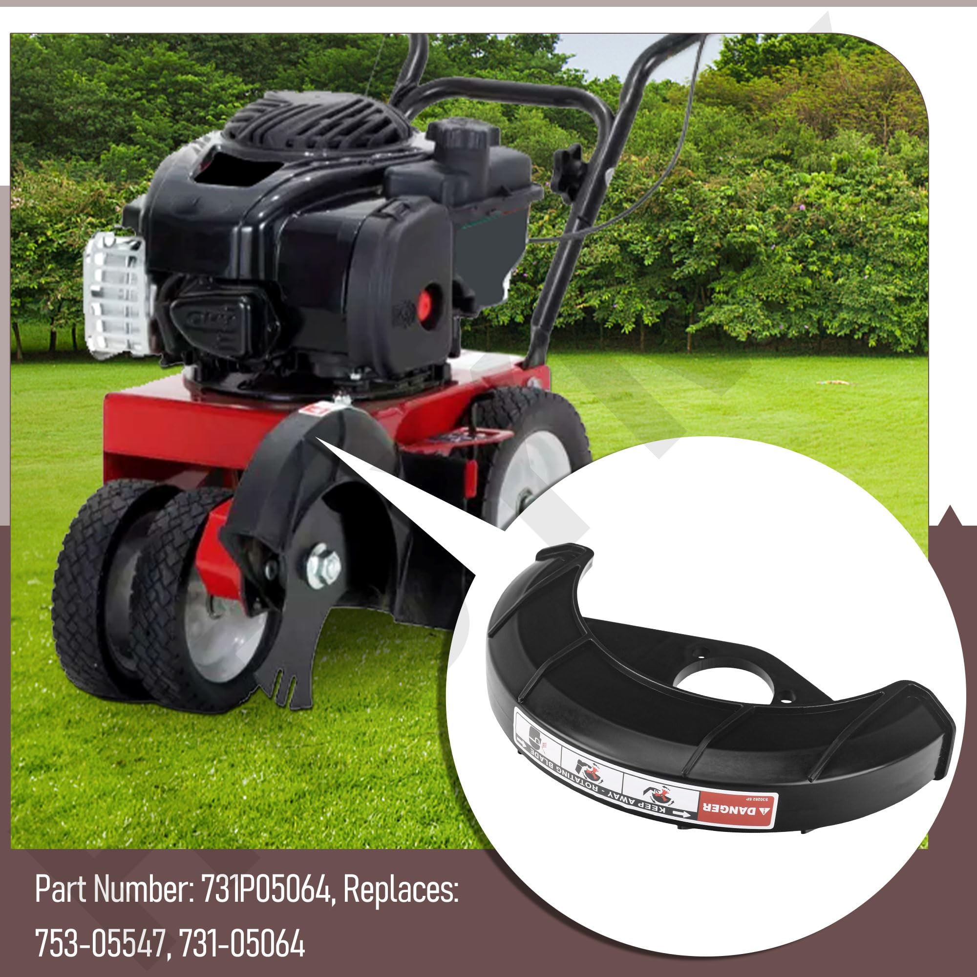 731P05064 Protector de cuchilla de bordeadora con etiqueta compatible con Cub Cadet 25B-552J710, LE 100, LE100, LE100 CC Edger Trencher, reemplaza: 753-05547, 731-05064