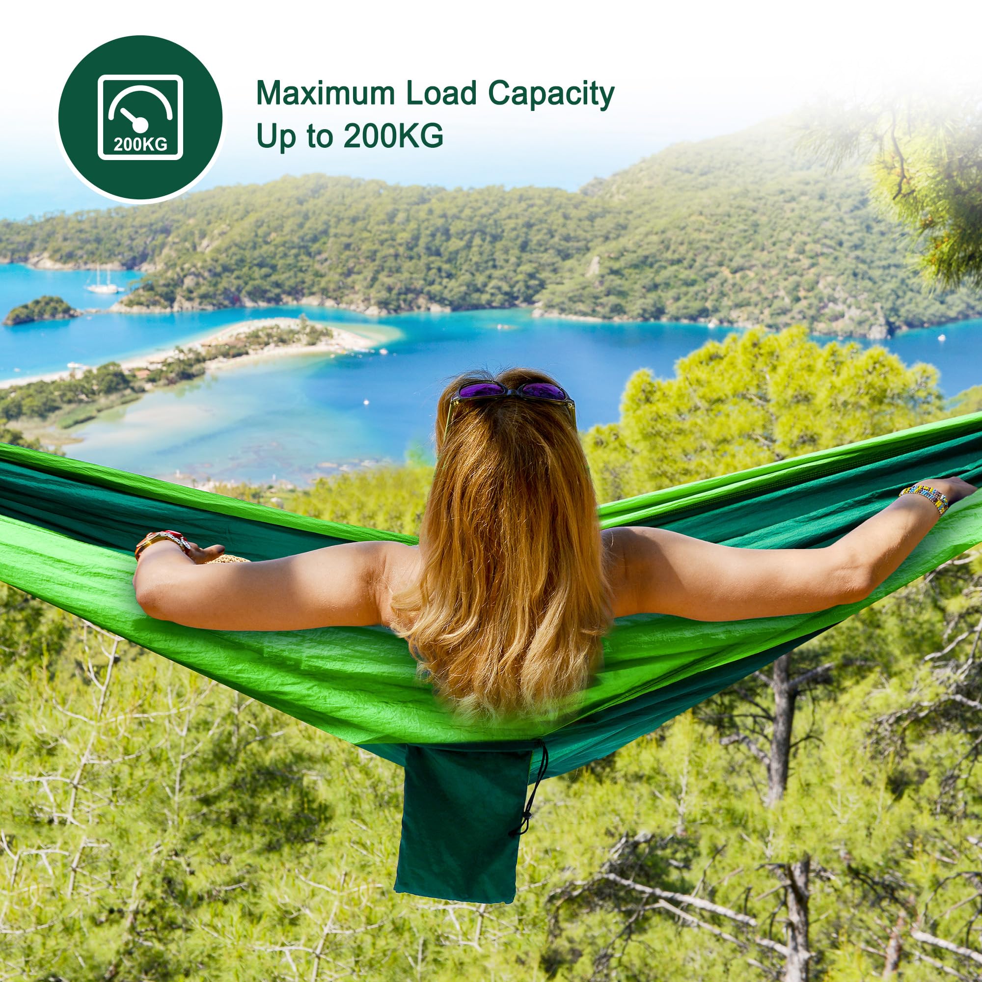 hängematte dunkelgrün Camping Outdoor, Superleichte Tragbare Fallschirm Hängematten mit Zwei Baumgurten Einzel Nylon Reisebaum Hammock (Dunkelgrün, 280 * 140cm) Garten Anlass:Geburtstag Pedal Assist Bikes: The Verson:Fillmore East