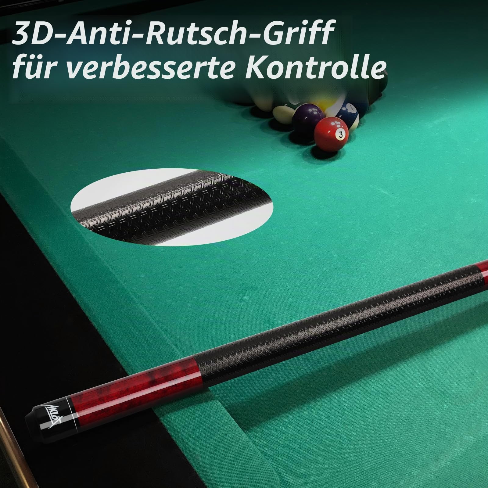 AKLOT Pool Cue Stick 58'', Canadian Maple Pro Billiard Cue &13mm Leather Tip, Anti-Slip Grip, 18/19/20/21oz Billiard Pool Stick for Adults/Beginner/Pro Player