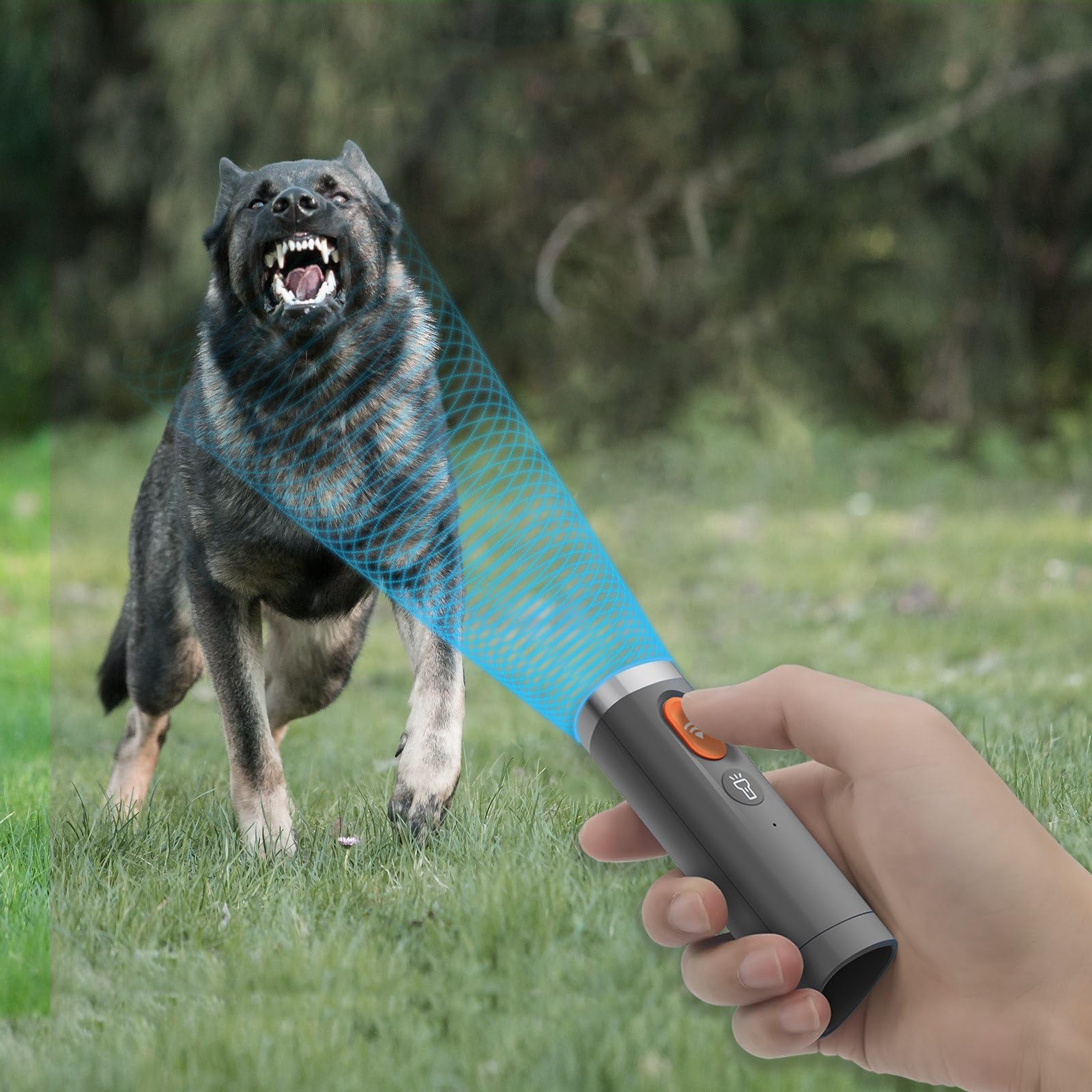 Ahuyentador Ultrasónico de Mano para Perros con Modo Linterna Detenedor de Ladridos Recargable de Larga Duración Entrenamiento del Comportamiento Fácil de Usar para Perros Interior Exterior