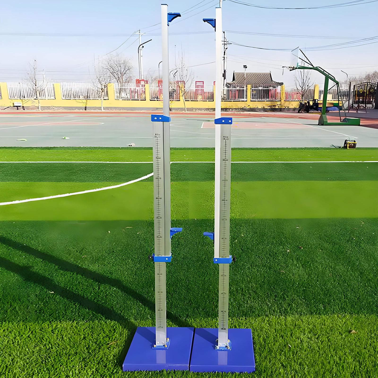 JozyJul Portable Competition Track and Field High Jump Standards, 1 Pair Training High Jump Stands Aluminum, School High Jump Standard Measures from 1' to 7.5'