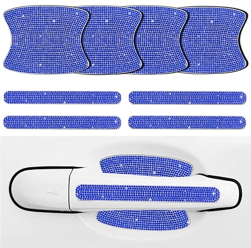 SenseYo 8 calcomanías protectoras para manija de puerta de automóvil, calcomanías universales para evitar arañazos en el automóvil (azul)