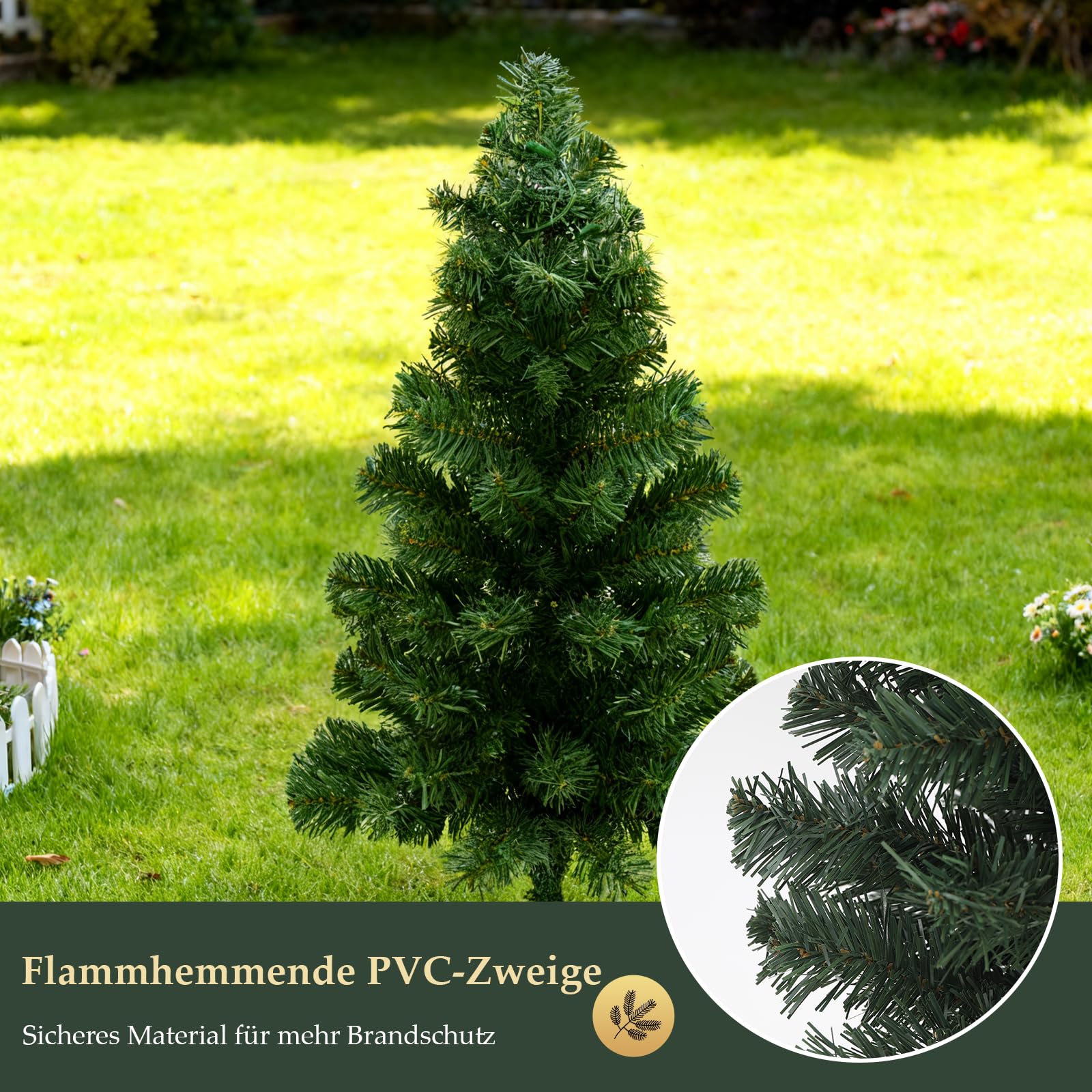 SALCAR 3er-Set Künstlicher Weihnachtsbaum 60 cm mit Beleuchtung – PVC Tannenzweige mit Erdspieß, ideal für Außenbereich und Gartendeko