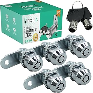LATCH.IT 7/8” RV Storage Locks | 5-Pack RV Compartment Locks | Utility Cam Lock | 100% Metal RV Locks for Storage Door on Camper or Trailer | RV Cam Locks with 10 Keys by RV Lock Experts!