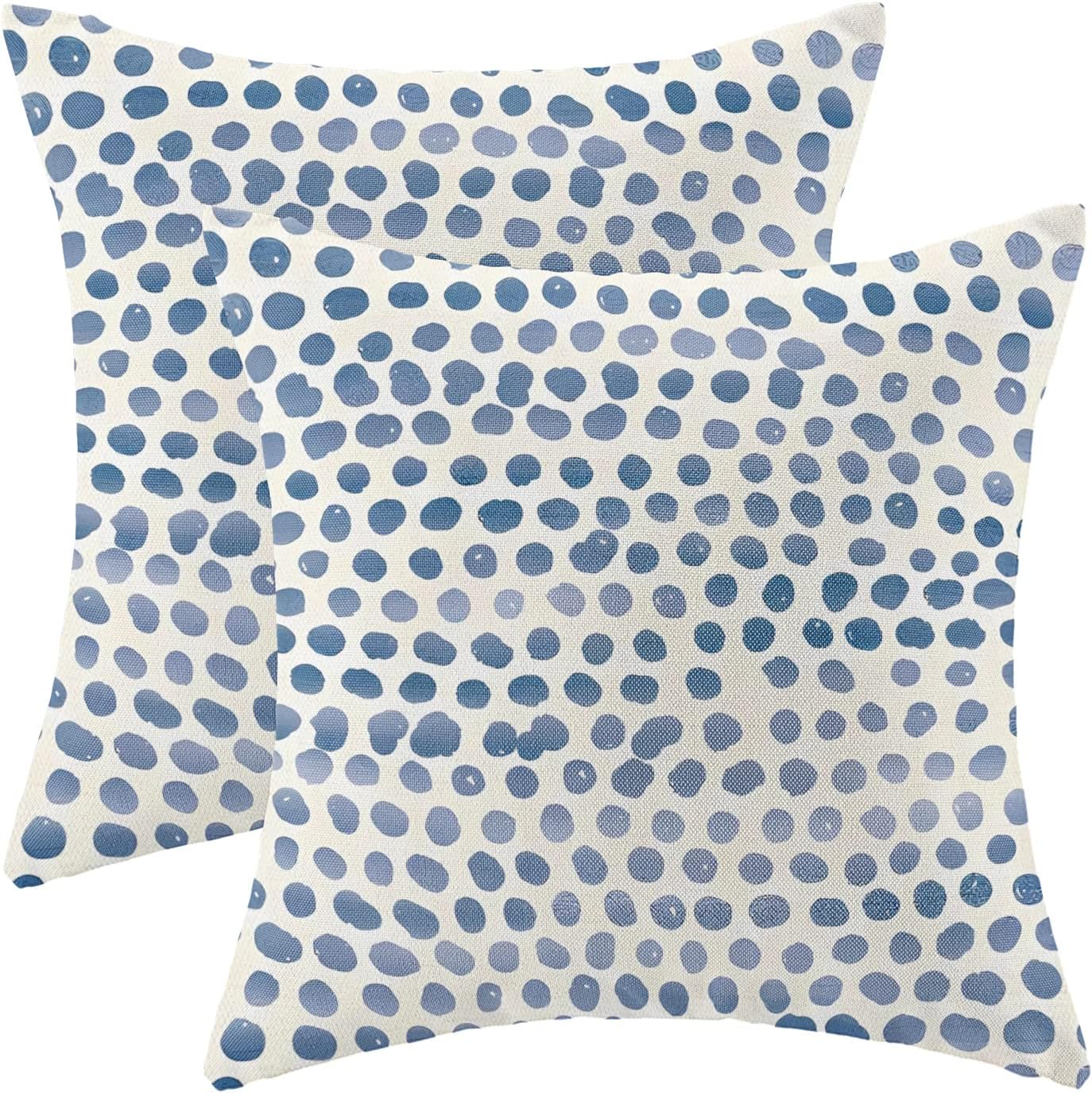 CXMEIFLY Polka Dot Pillow Covers 16x16 Inch Set of 2 Blue