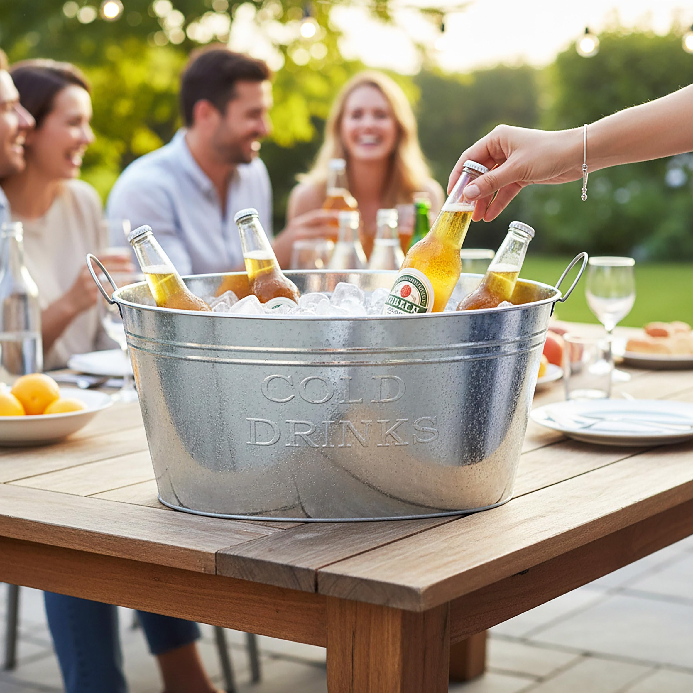 Spetebo Cubo para mantener las bebidas frías; de zinc, de 24 litros; contenedor de cubitos de hielo