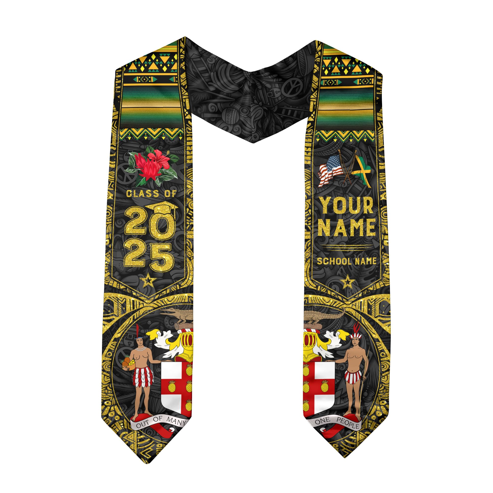Personalized Jamaican Stoles 2025, Jamaican Graduation Stole, Custom Graduation Stole, Class of 2025 1